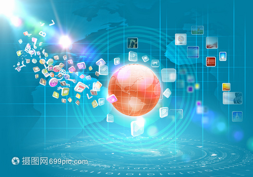 媒體背景商業(yè)高科技媒體背景與符號圖標(biāo)